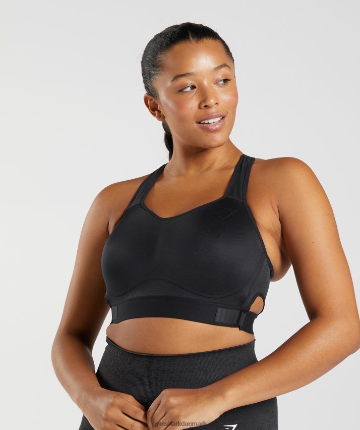 Kvinder Gymshark racerback sports-bh med høj støtte N4ZDDN147 sort