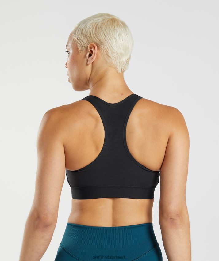 Kvinder Gymshark racerback sports-bh med høj støtte N4ZDDN147 sort