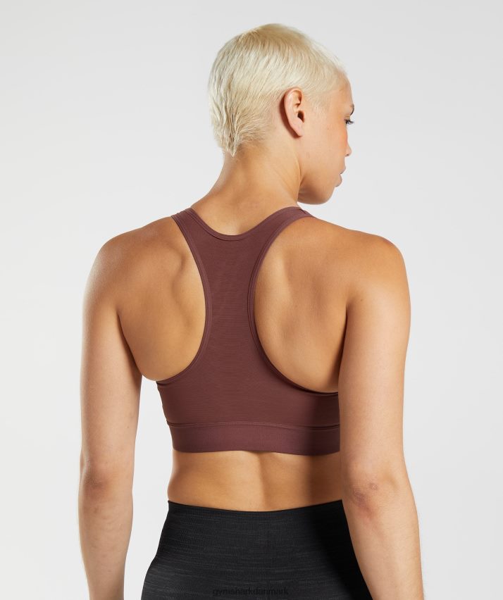Kvinder Gymshark racerback sports-bh med høj støtte N4ZDDN160 kirsebær brun