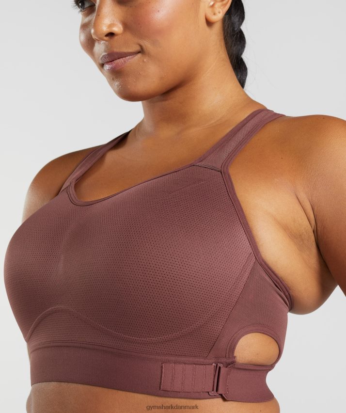 Kvinder Gymshark racerback sports-bh med høj støtte N4ZDDN160 kirsebær brun