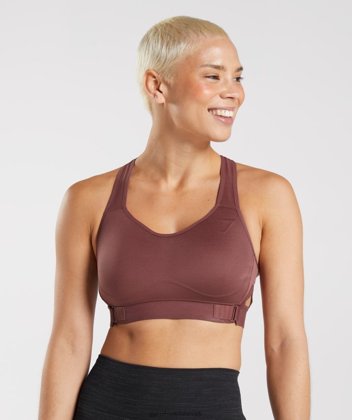 Kvinder Gymshark racerback sports-bh med høj støtte N4ZDDN160 kirsebær brun