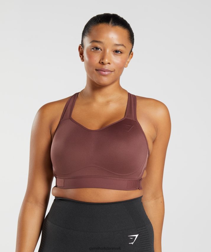 Kvinder Gymshark racerback sports-bh med høj støtte N4ZDDN160 kirsebær brun