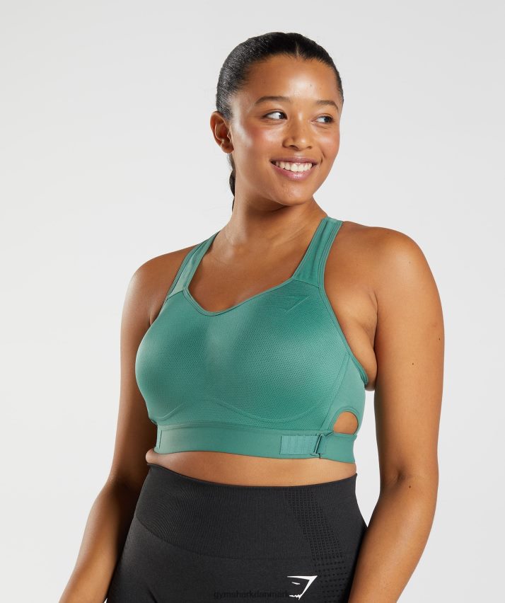 Kvinder Gymshark racerback sports-bh med høj støtte N4ZDDN178 hoya grøn