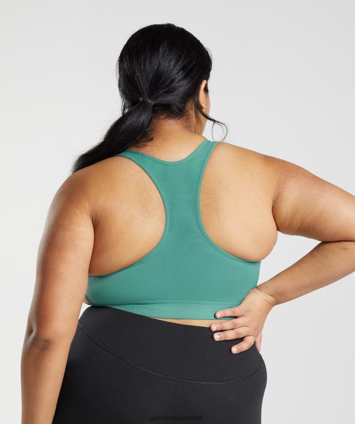 Kvinder Gymshark racerback sports-bh med høj støtte N4ZDDN178 hoya grøn