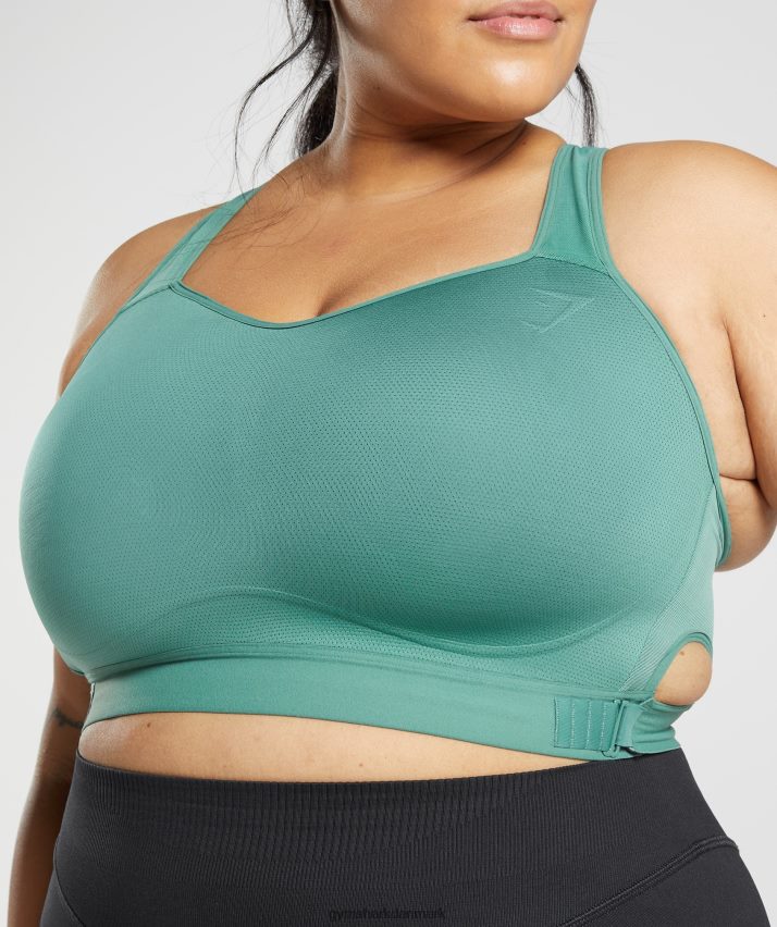 Kvinder Gymshark racerback sports-bh med høj støtte N4ZDDN178 hoya grøn