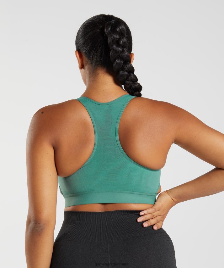 Kvinder Gymshark racerback sports-bh med høj støtte N4ZDDN178 hoya grøn