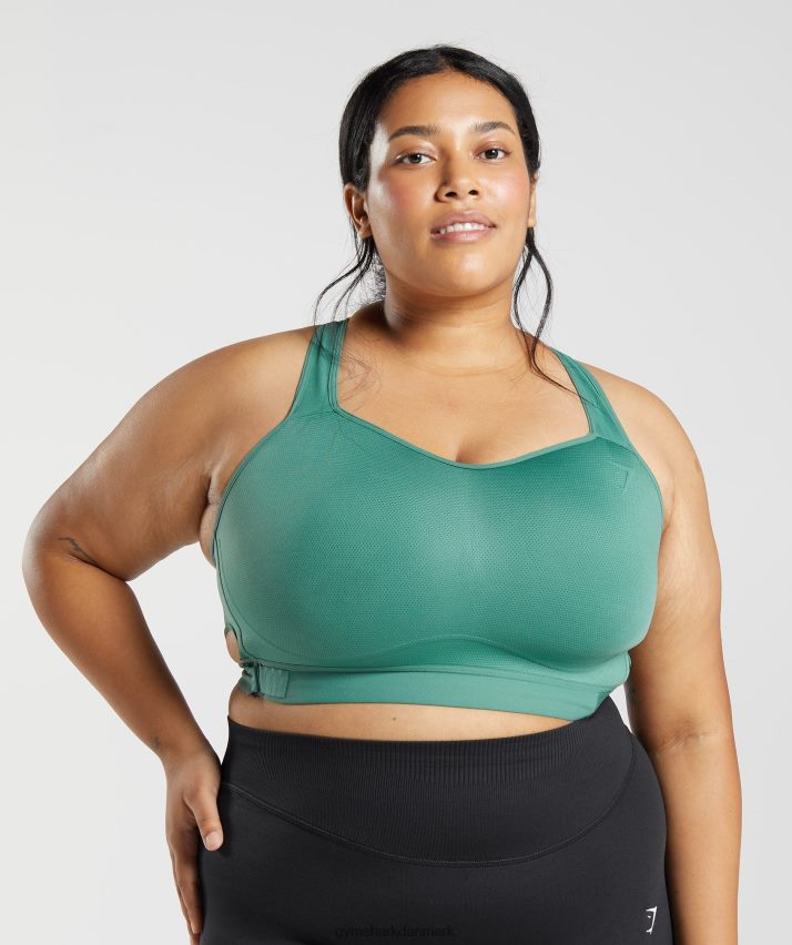 Kvinder Gymshark racerback sports-bh med høj støtte N4ZDDN178 hoya grøn