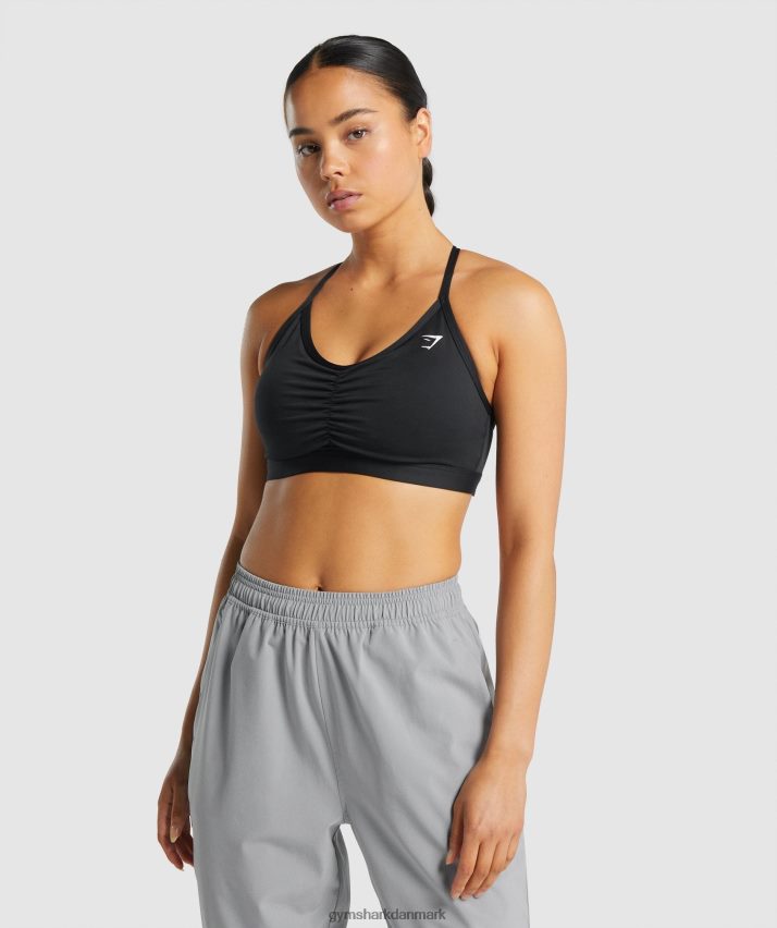Kvinder Gymshark rynket sports-bh N4ZDDN197 sort