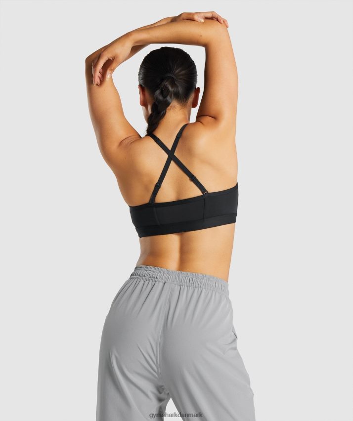 Kvinder Gymshark rynket sports-bh N4ZDDN197 sort