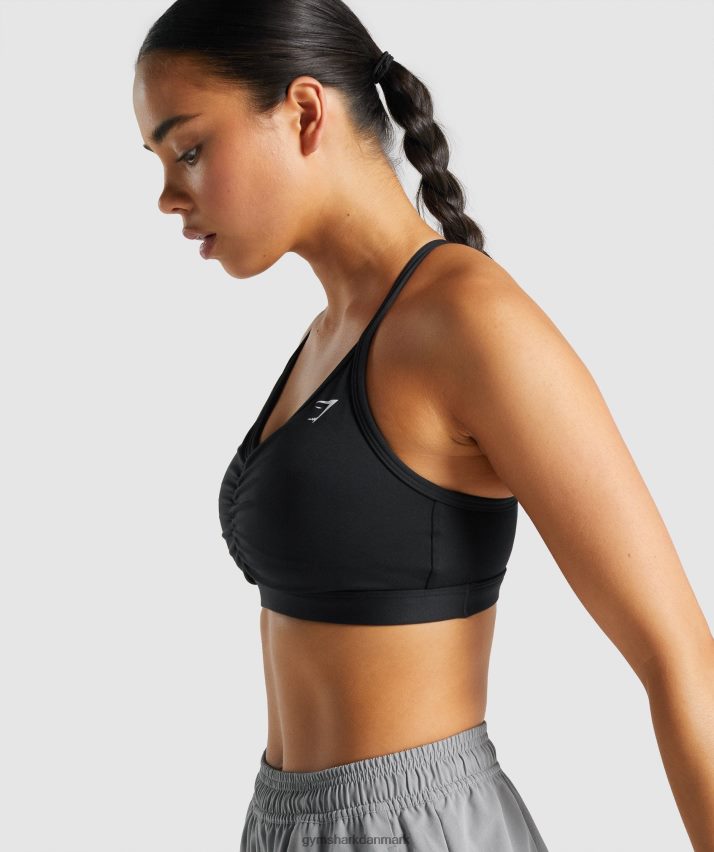 Kvinder Gymshark rynket sports-bh N4ZDDN197 sort