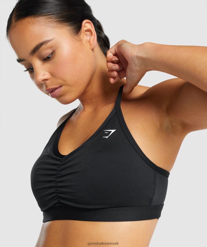 Kvinder Gymshark rynket sports-bh N4ZDDN197 sort