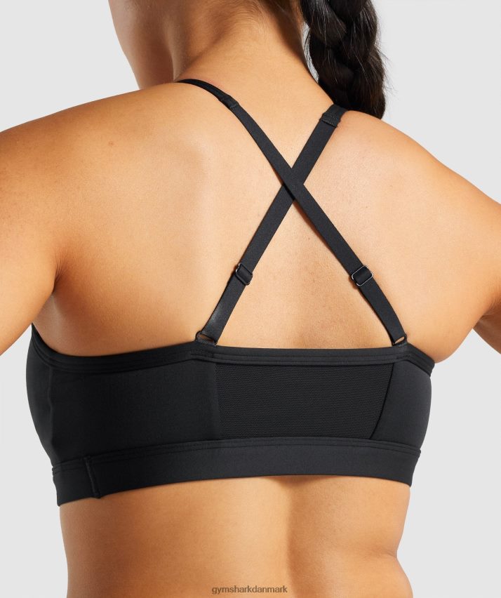 Kvinder Gymshark rynket sports-bh N4ZDDN197 sort