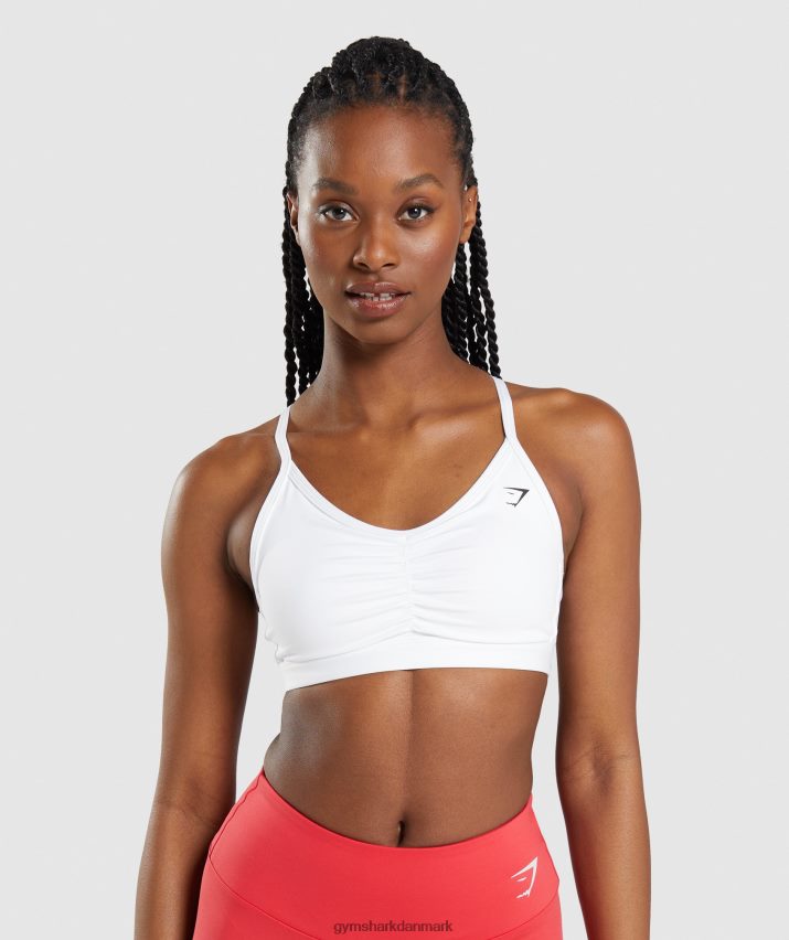 Kvinder Gymshark rynket sports-bh N4ZDDN208 hvid