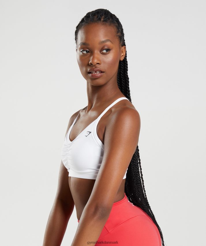 Kvinder Gymshark rynket sports-bh N4ZDDN208 hvid