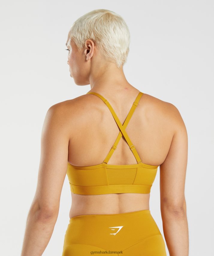 Kvinder Gymshark rynket sports-bh N4ZDDN228 gurkemeje gul