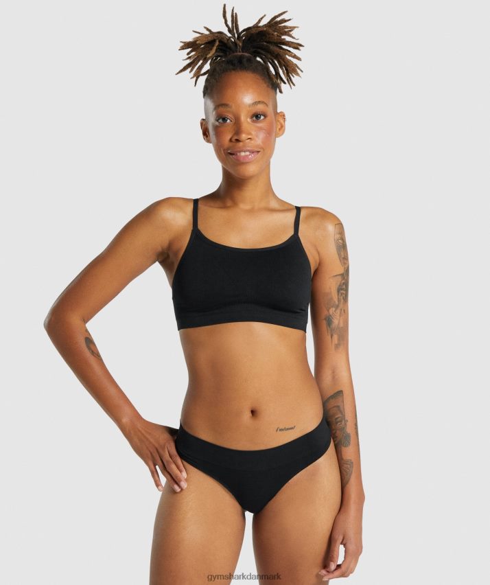 Kvinder Gymshark sømløs bralette med rund hals N4ZDDN507 sort