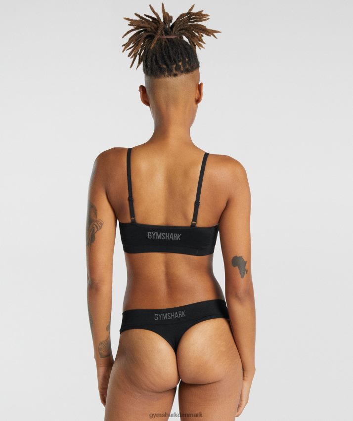 Kvinder Gymshark sømløs bralette med rund hals N4ZDDN507 sort
