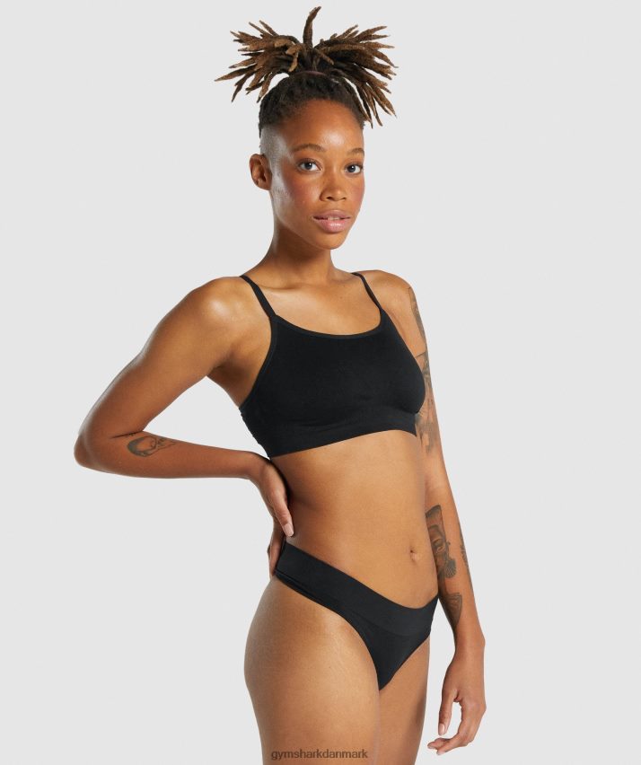 Kvinder Gymshark sømløs bralette med rund hals N4ZDDN507 sort