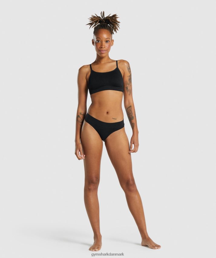 Kvinder Gymshark sømløs bralette med rund hals N4ZDDN507 sort