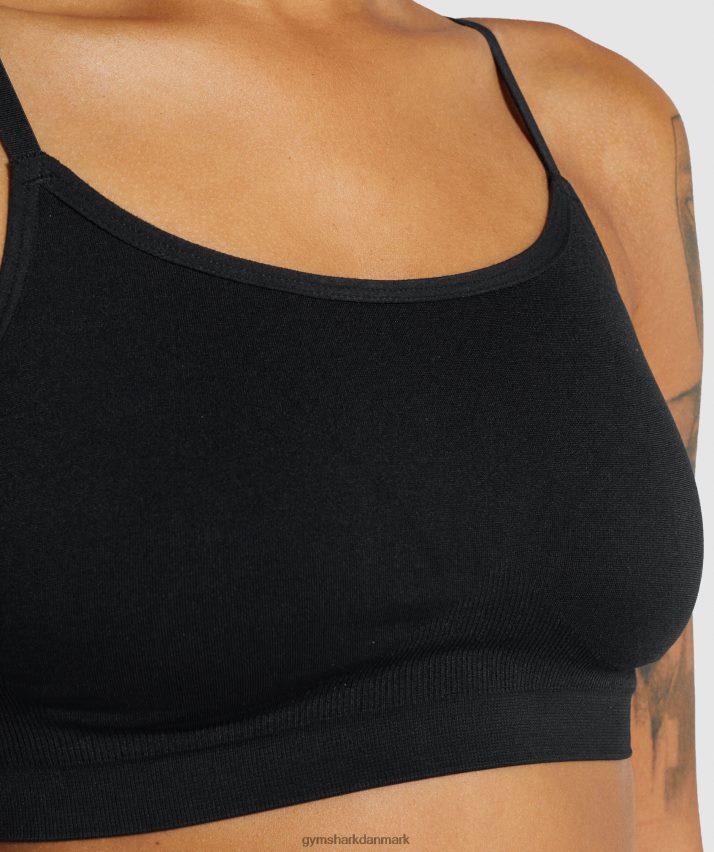 Kvinder Gymshark sømløs bralette med rund hals N4ZDDN507 sort