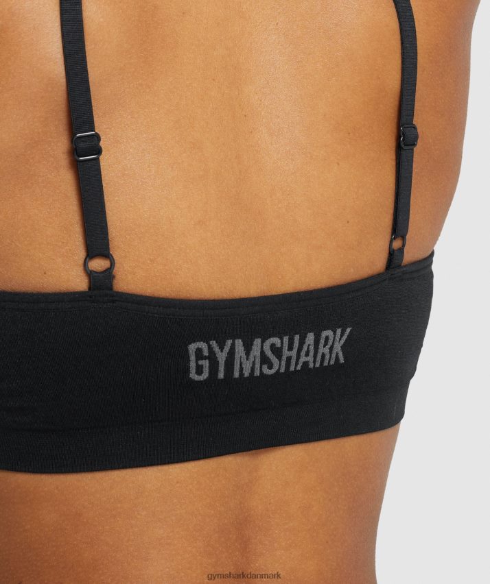 Kvinder Gymshark sømløs bralette med rund hals N4ZDDN507 sort