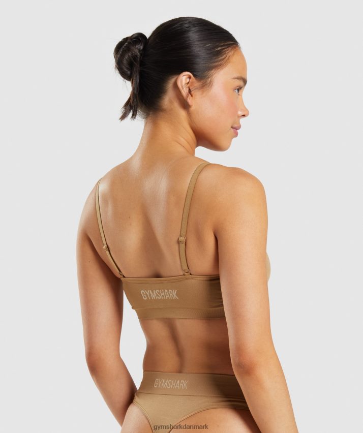 Kvinder Gymshark sømløs bralette med rund hals N4ZDDN508 gylden lysebrun