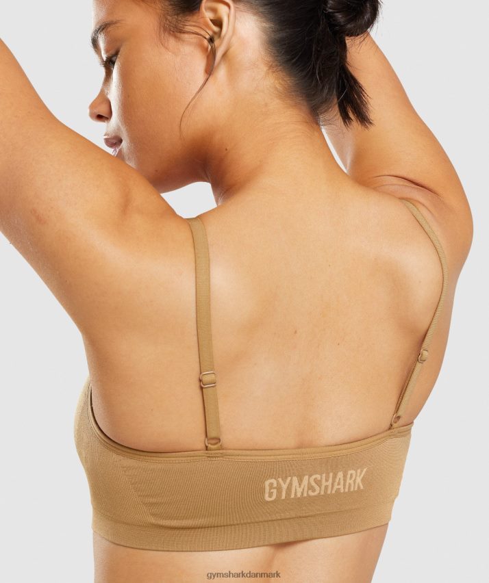 Kvinder Gymshark sømløs bralette med rund hals N4ZDDN508 gylden lysebrun