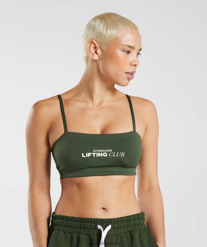 Kvinder Gymshark social klub bandeau N4ZDDN195 mos oliven