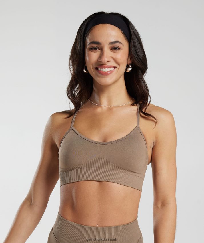 Kvinder Gymshark sved sømløs sports-bh N4ZDDN122 fossil brun