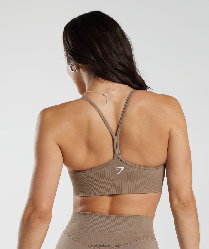 Kvinder Gymshark sved sømløs sports-bh N4ZDDN122 fossil brun