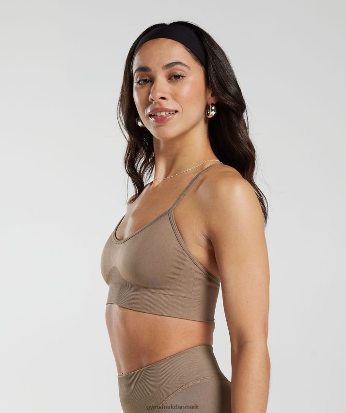 Kvinder Gymshark sved sømløs sports-bh N4ZDDN122 fossil brun
