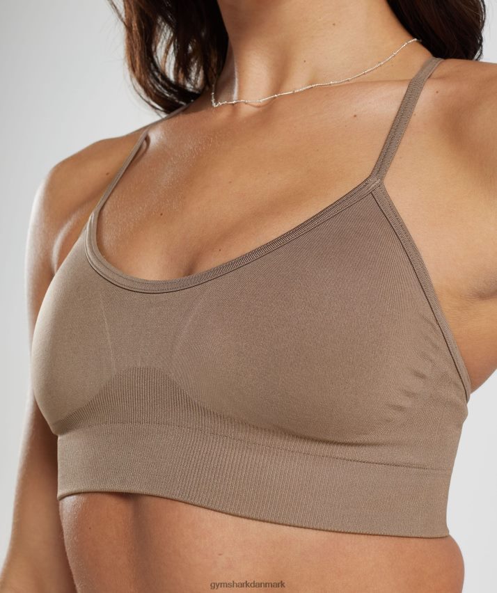 Kvinder Gymshark sved sømløs sports-bh N4ZDDN122 fossil brun