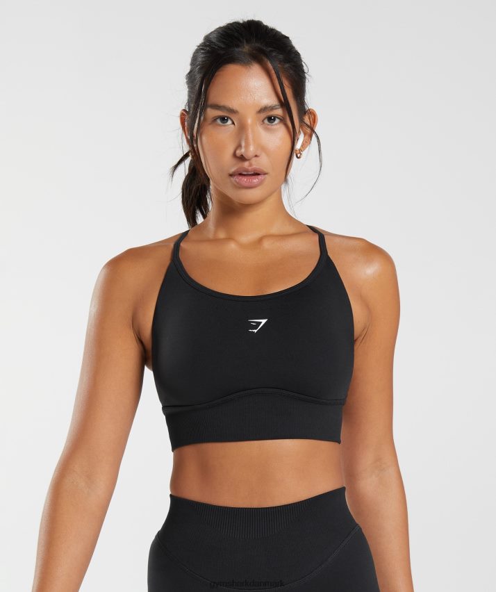 Kvinder Gymshark sweat sømløs longline sports-bh N4ZDDN113 sort
