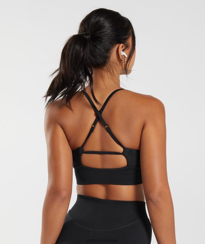 Kvinder Gymshark sweat sømløs longline sports-bh N4ZDDN113 sort