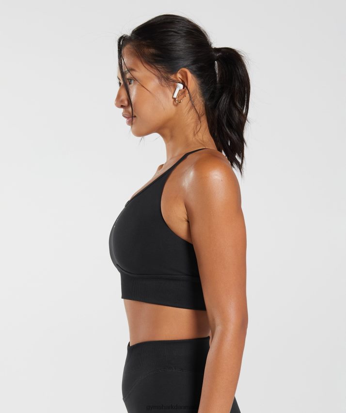 Kvinder Gymshark sweat sømløs longline sports-bh N4ZDDN113 sort