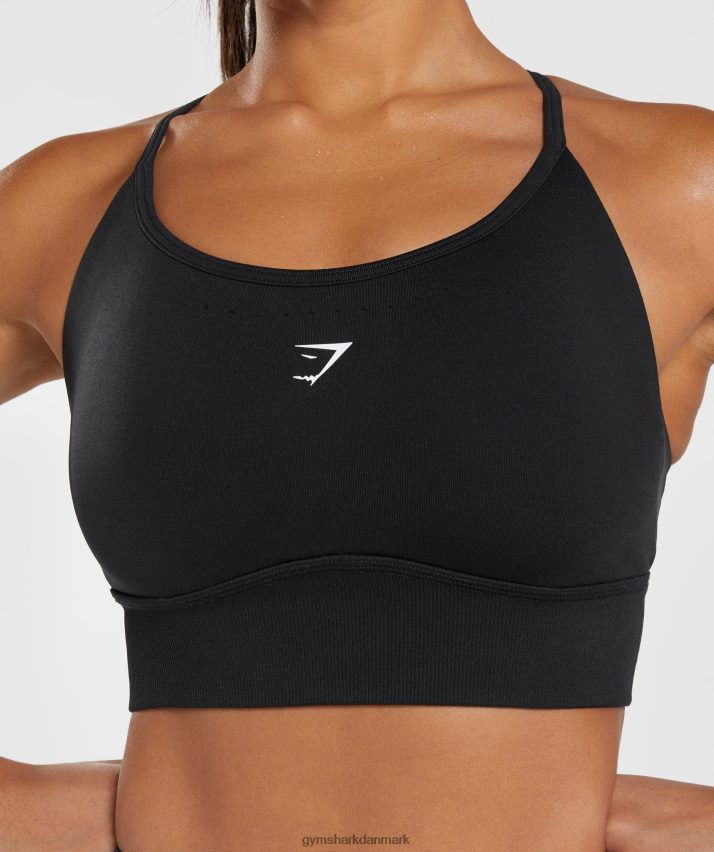 Kvinder Gymshark sweat sømløs longline sports-bh N4ZDDN113 sort