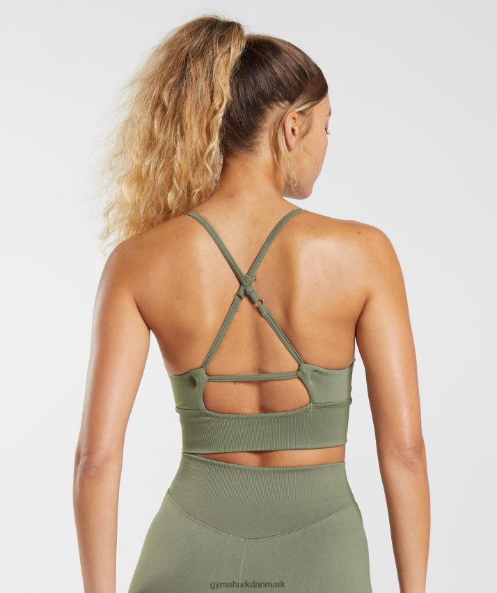 Kvinder Gymshark sweat sømløs longline sports-bh N4ZDDN121 støvet oliven