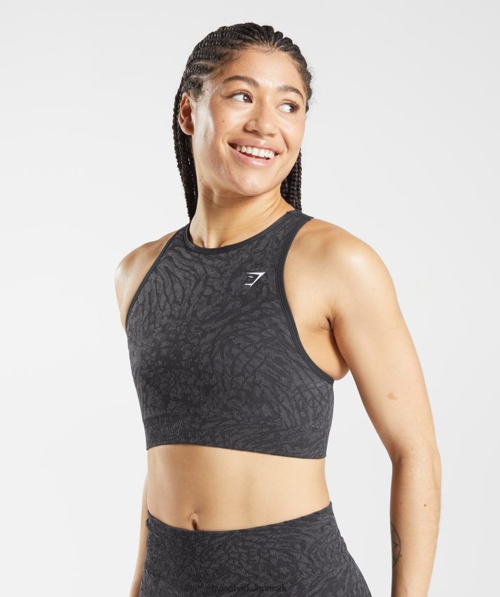 Kvinder Gymshark tilpasse sømløs sports-bh til dyr N4ZDDN214 vild | sort