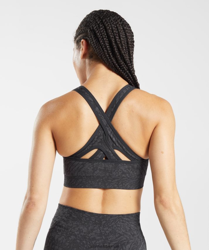 Kvinder Gymshark tilpasse sømløs sports-bh til dyr N4ZDDN214 vild | sort