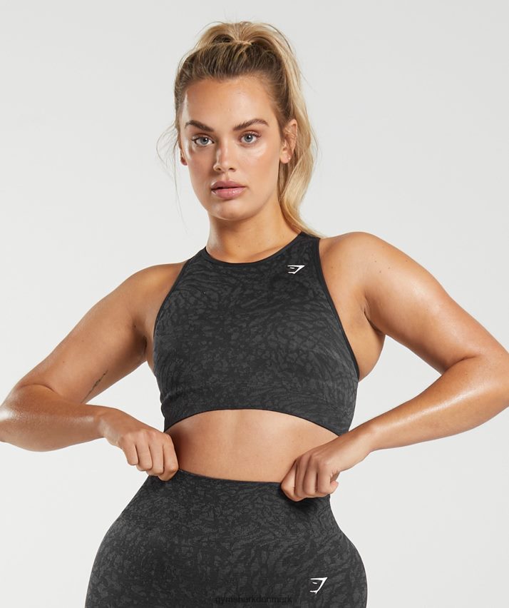 Kvinder Gymshark tilpasse sømløs sports-bh til dyr N4ZDDN214 vild | sort