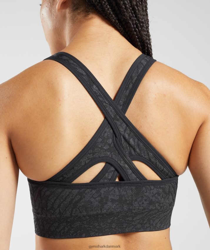 Kvinder Gymshark tilpasse sømløs sports-bh til dyr N4ZDDN214 vild | sort