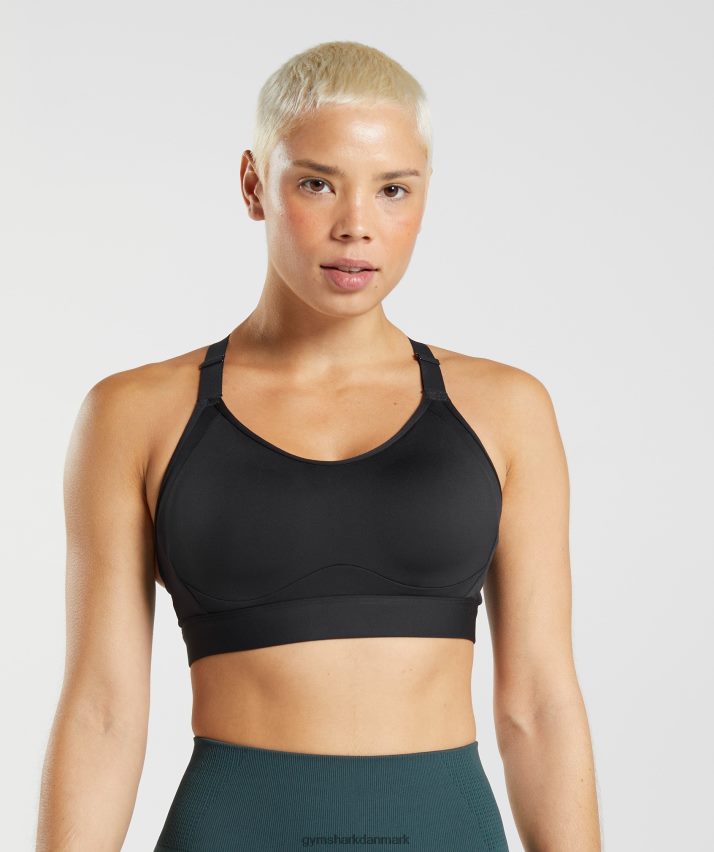 Kvinder Gymshark udskåret sports-bh med høj støtte N4ZDDN194 sort