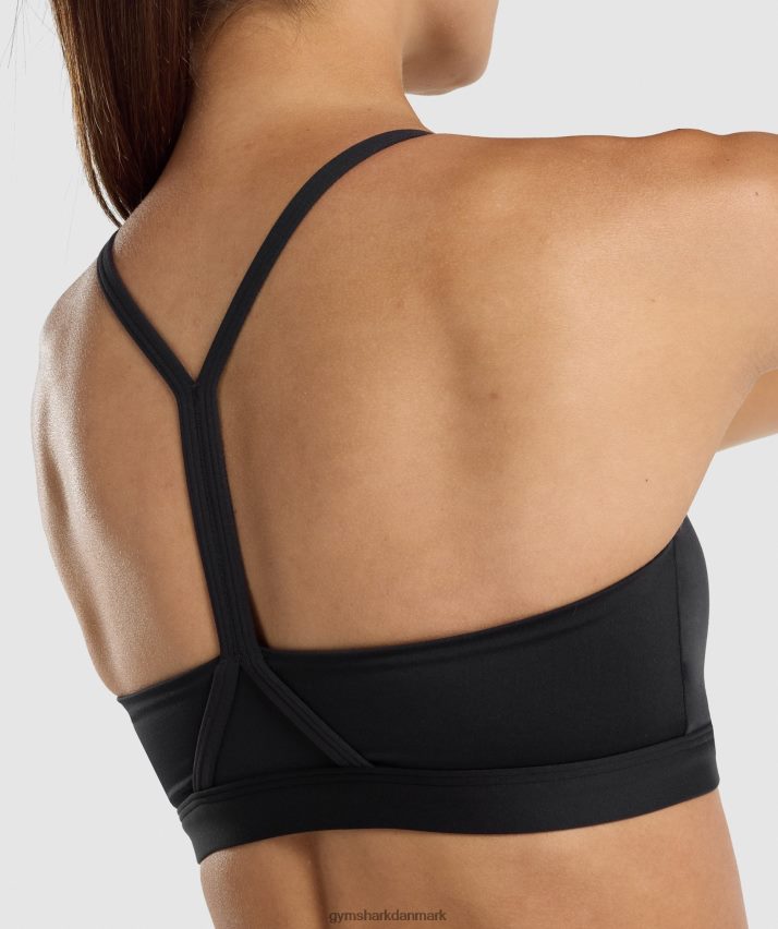 Kvinder Gymshark v-hals sports-bh N4ZDDN206 sort
