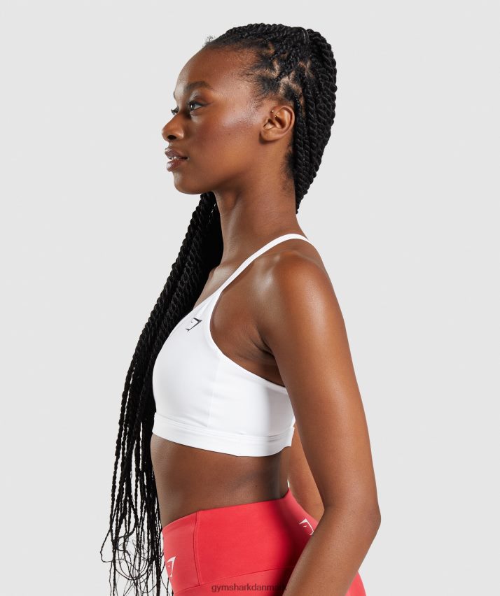 Kvinder Gymshark v-hals sports-bh N4ZDDN211 hvid