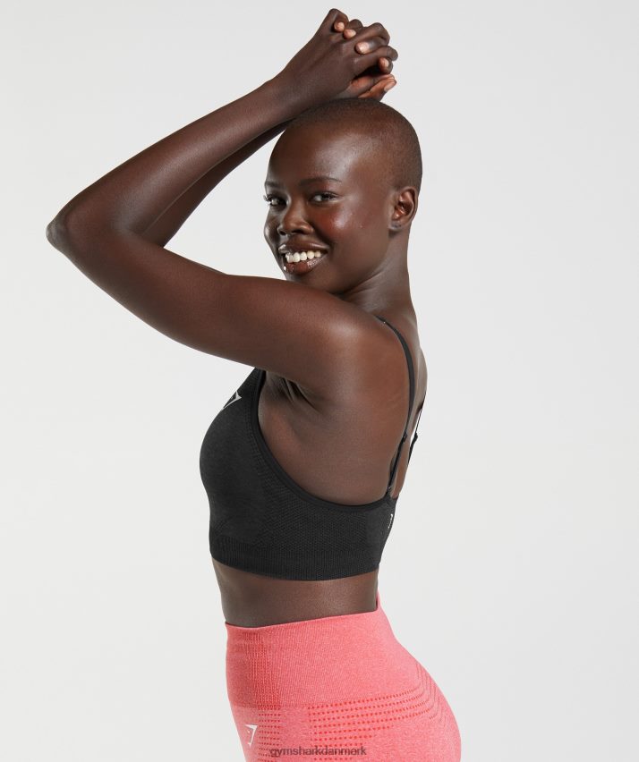 Kvinder Gymshark vital sømløs 2,0 v-hals sports-bh N4ZDDN152 sort mergel