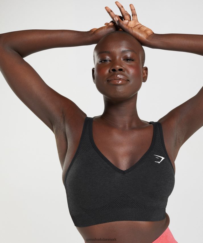 Kvinder Gymshark vital sømløs 2,0 v-hals sports-bh N4ZDDN152 sort mergel