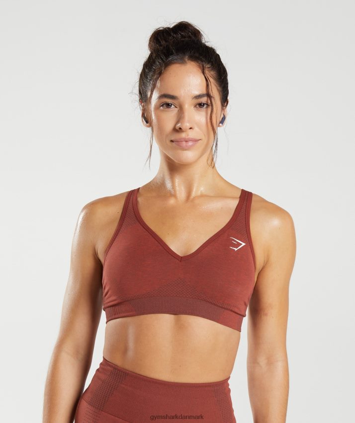 Kvinder Gymshark vital sømløs 2,0 v-hals sports-bh N4ZDDN168 murstensrød mergel