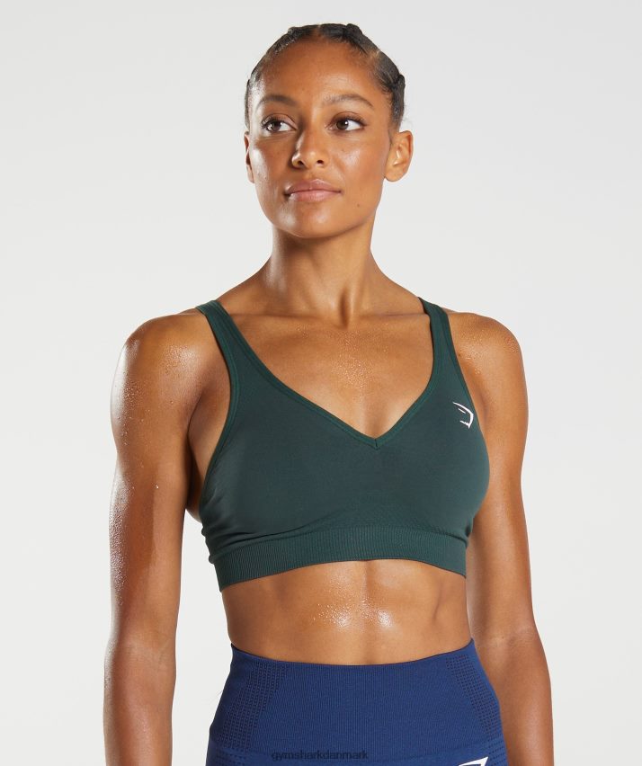 Kvinder Gymshark vital sømløs 2,0 v-hals sports-bh N4ZDDN205 skovgrøn mergel