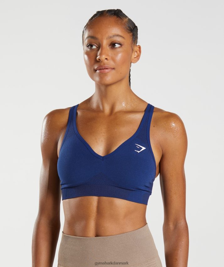 Kvinder Gymshark vital sømløs 2,0 v-hals sports-bh N4ZDDN218 stjerne blå mergel