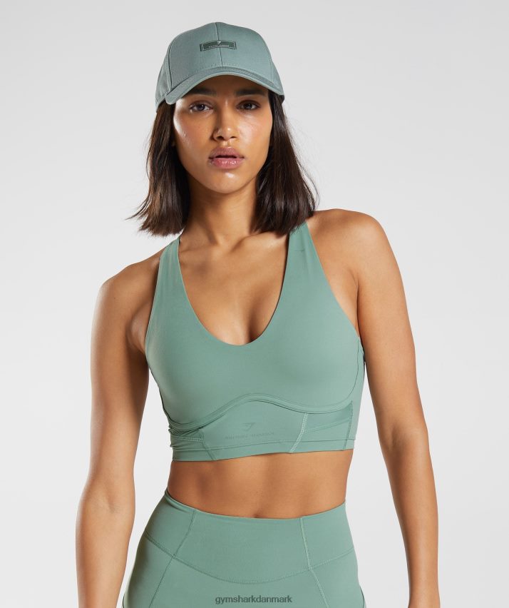 Kvinder Gymshark whitney longline bh N4ZDDN224 bladgrøn